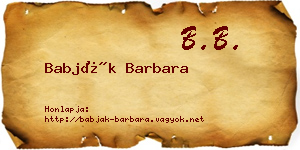 Babják Barbara névjegykártya